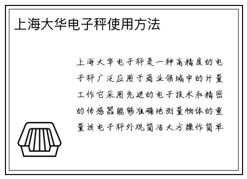 上海大华电子秤使用方法